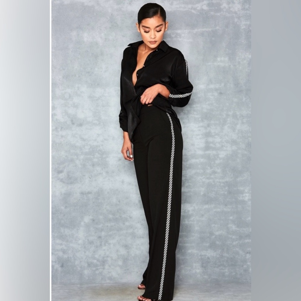 Mistress Rocks Black Trouser pants side stripe Size XS